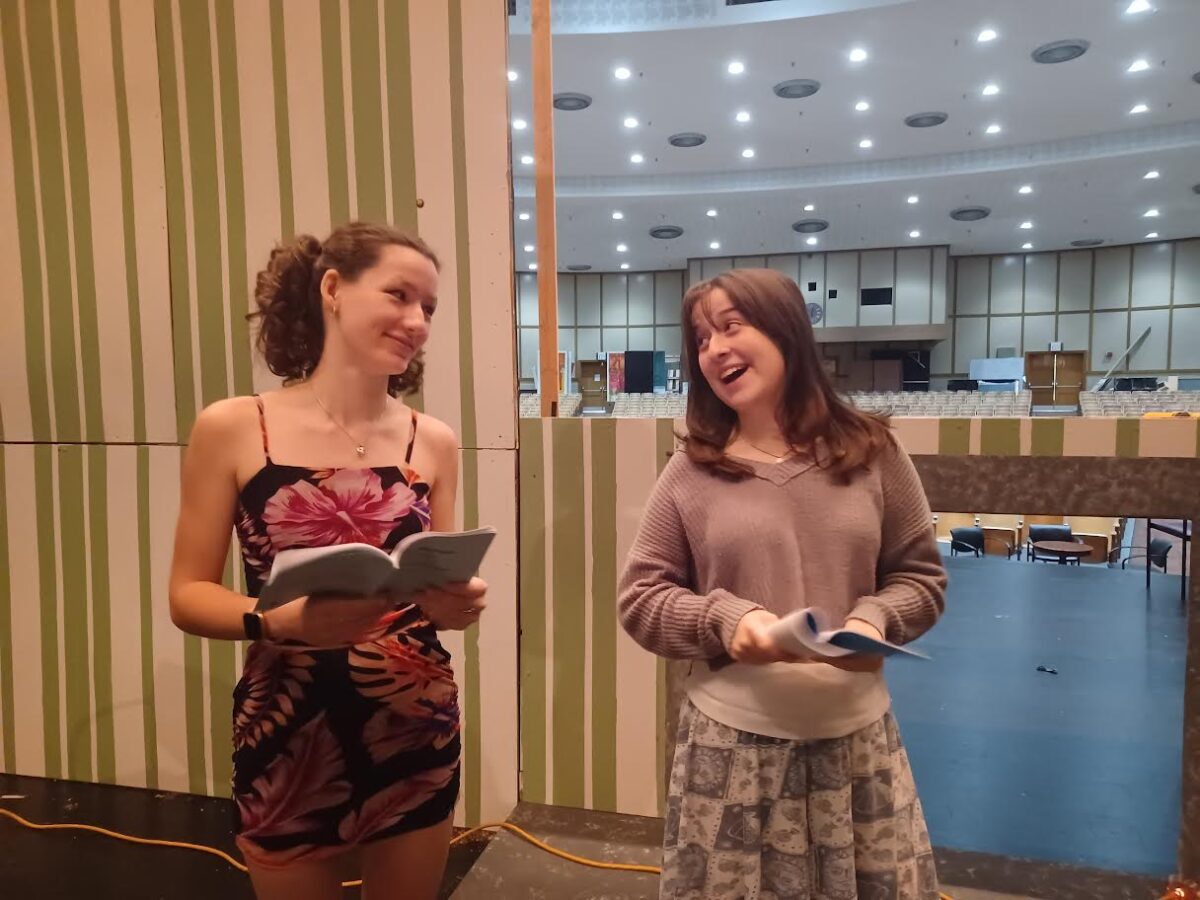 Ruby Silliman(12) and Grace Csabai(12) rehearsing for the play Little Women