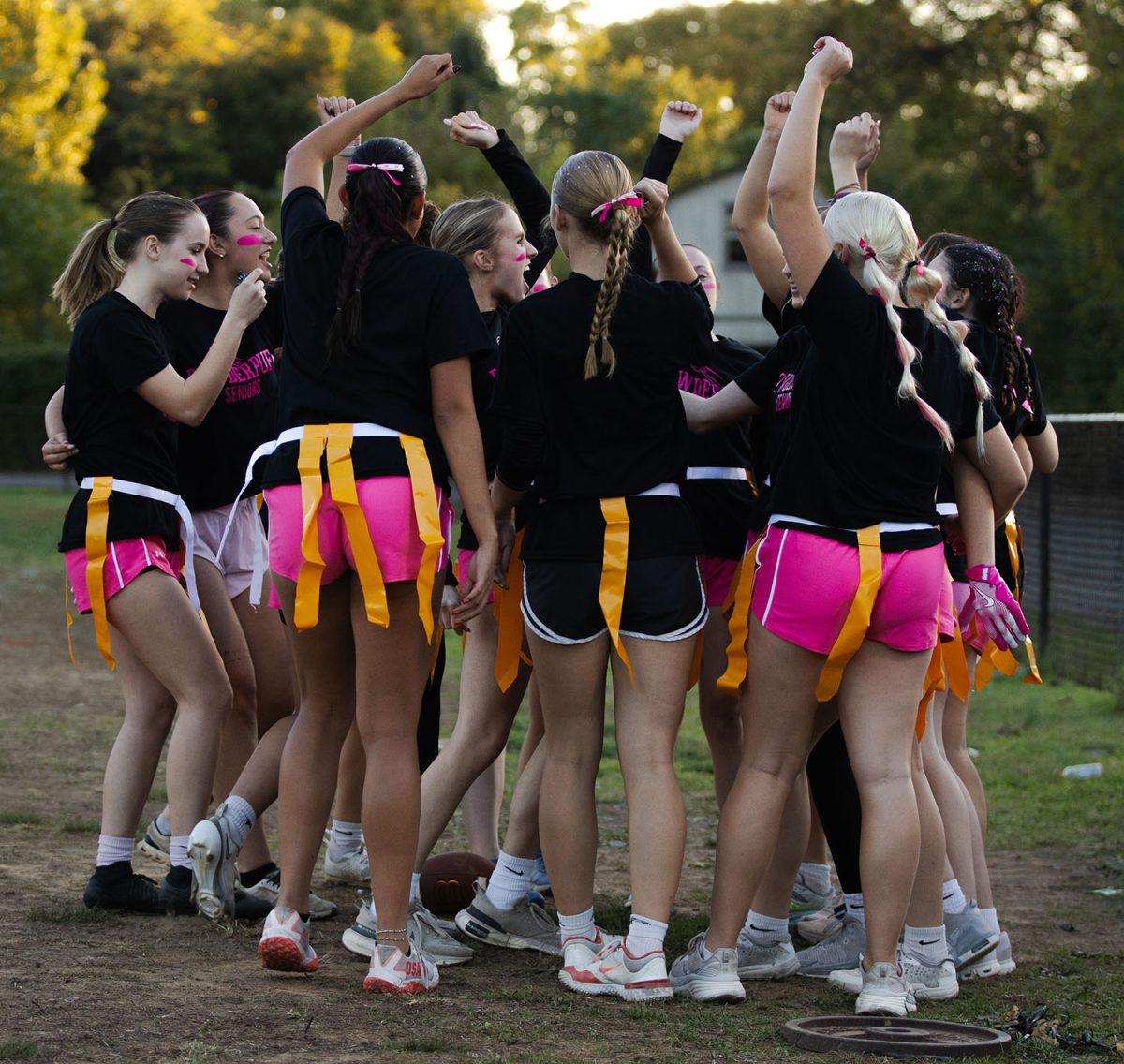 The Senior team cheering on before their game started. 