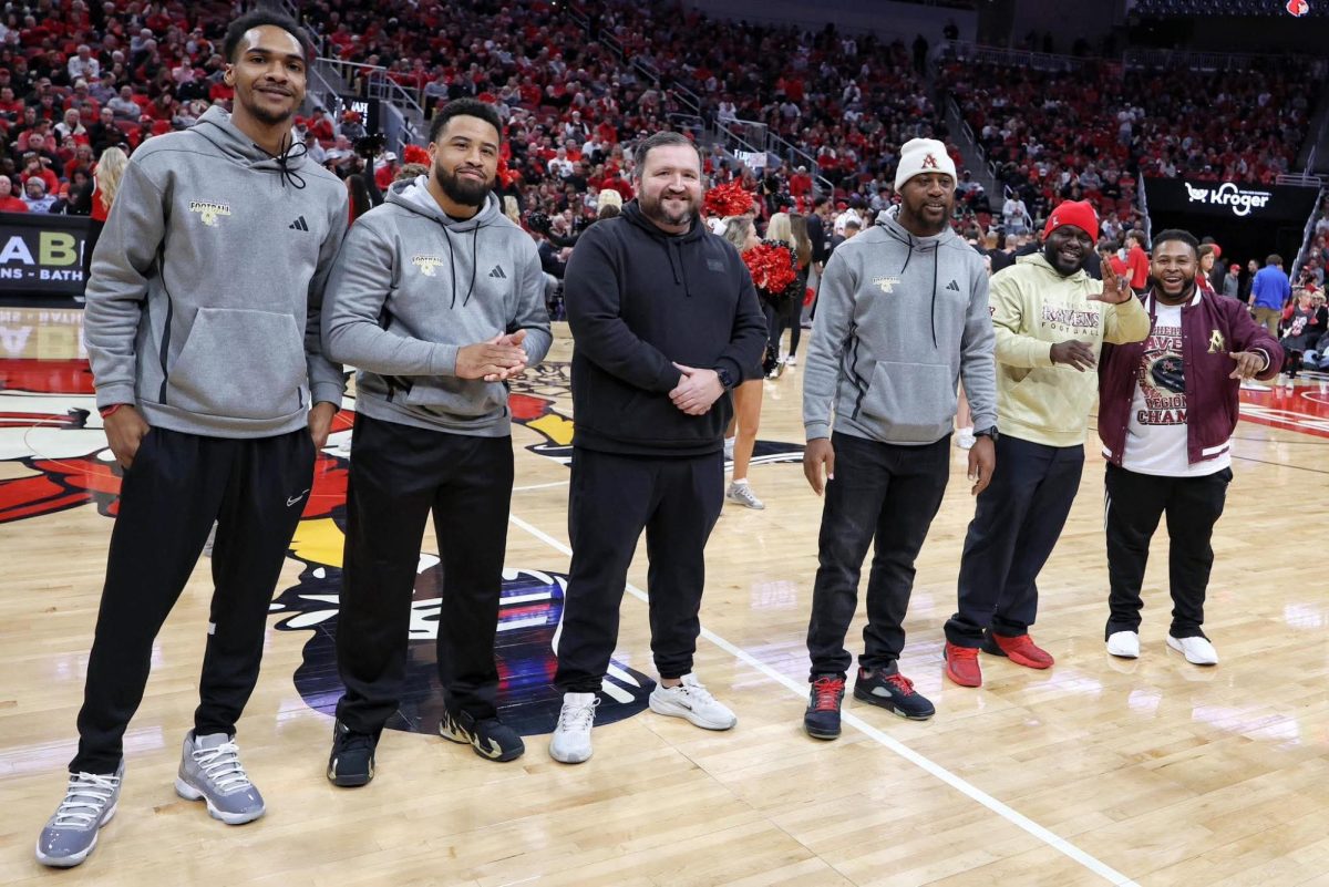 Atherton Football Coaches Recognized at UofL Basketball Game