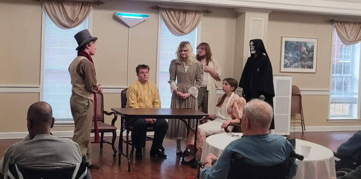 Nursing Home Residents Watch "A Christmas Carol", with the Cratchits 