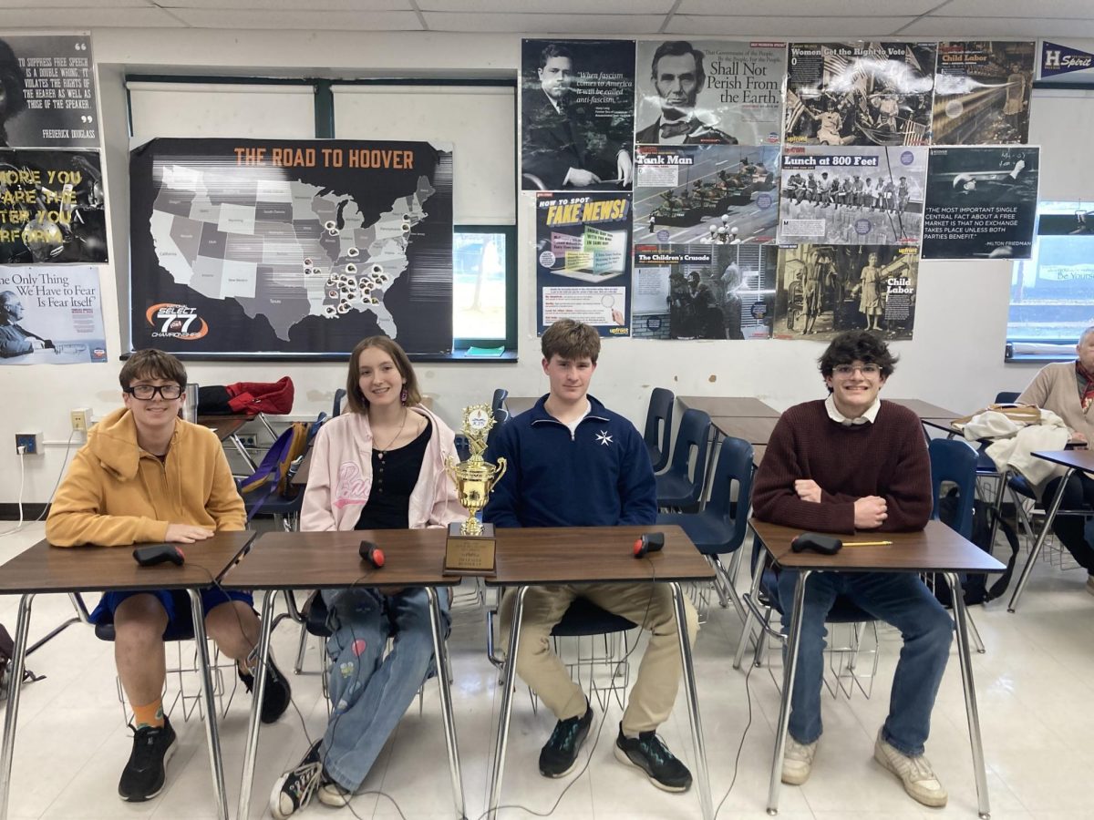Lef to right: Aidan Chastain (9), Kayla Shumate (9), Charles Schadt (11), and Adam Olin (12). 